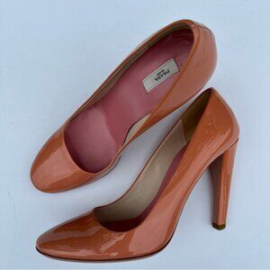 Prada Women's Pink Vero Cuoio Patent Leather Designer Heels EU 37.5/ US 7